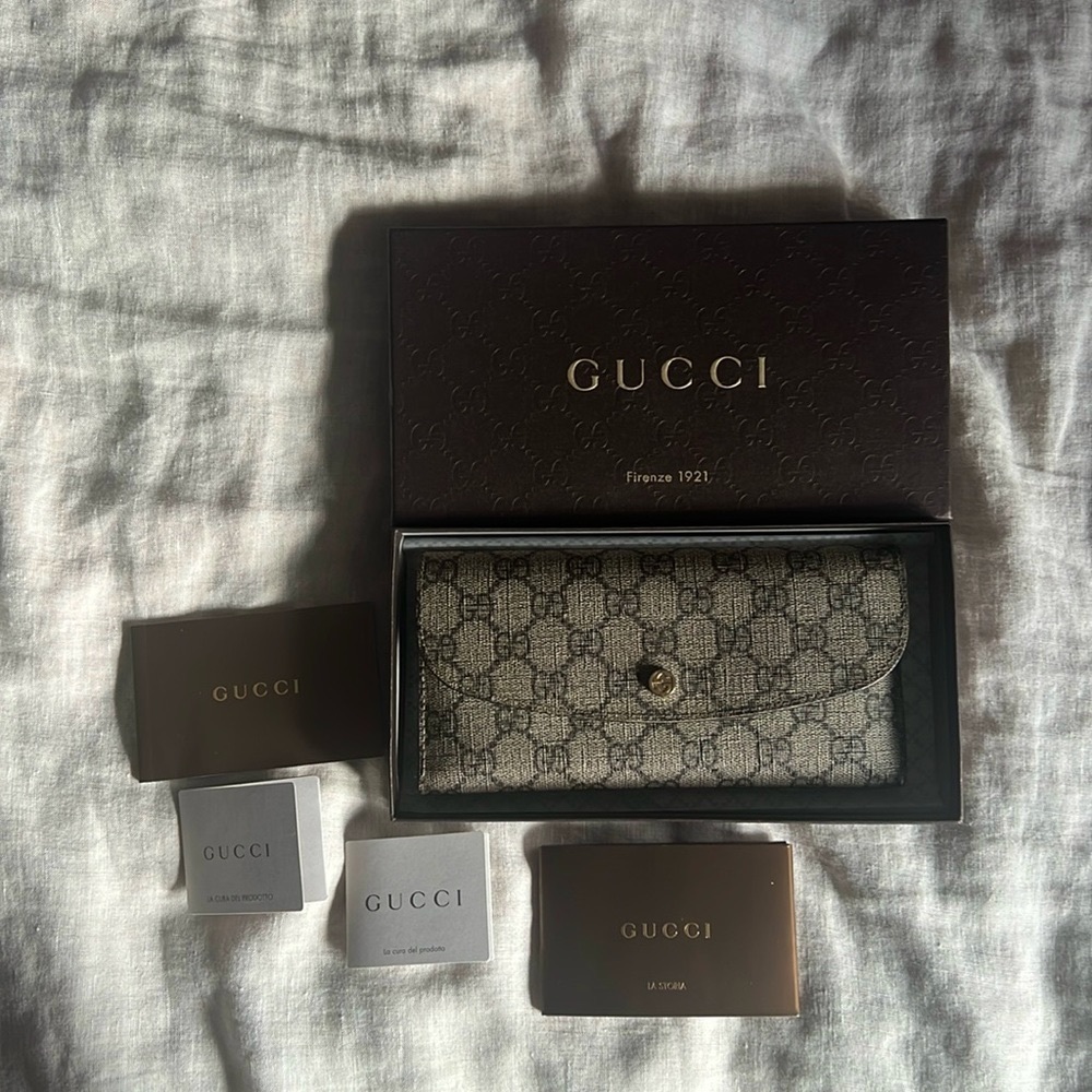 Authentic Gucci GG Monogram Long Canvas Wallet